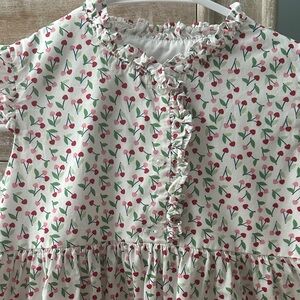 Little English Cherry Print Dress - White and Red